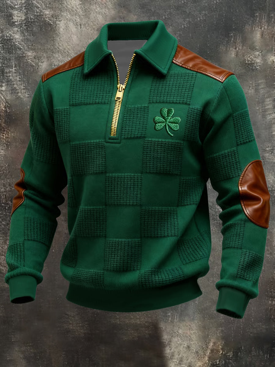 Pánske st. patrick's day shamrock art zip-up mikina