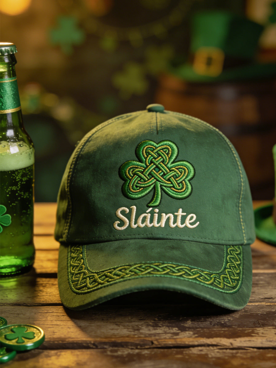 Unisex retro deň sv. patrika slainte keltský uzol shamrock tlač klobúk