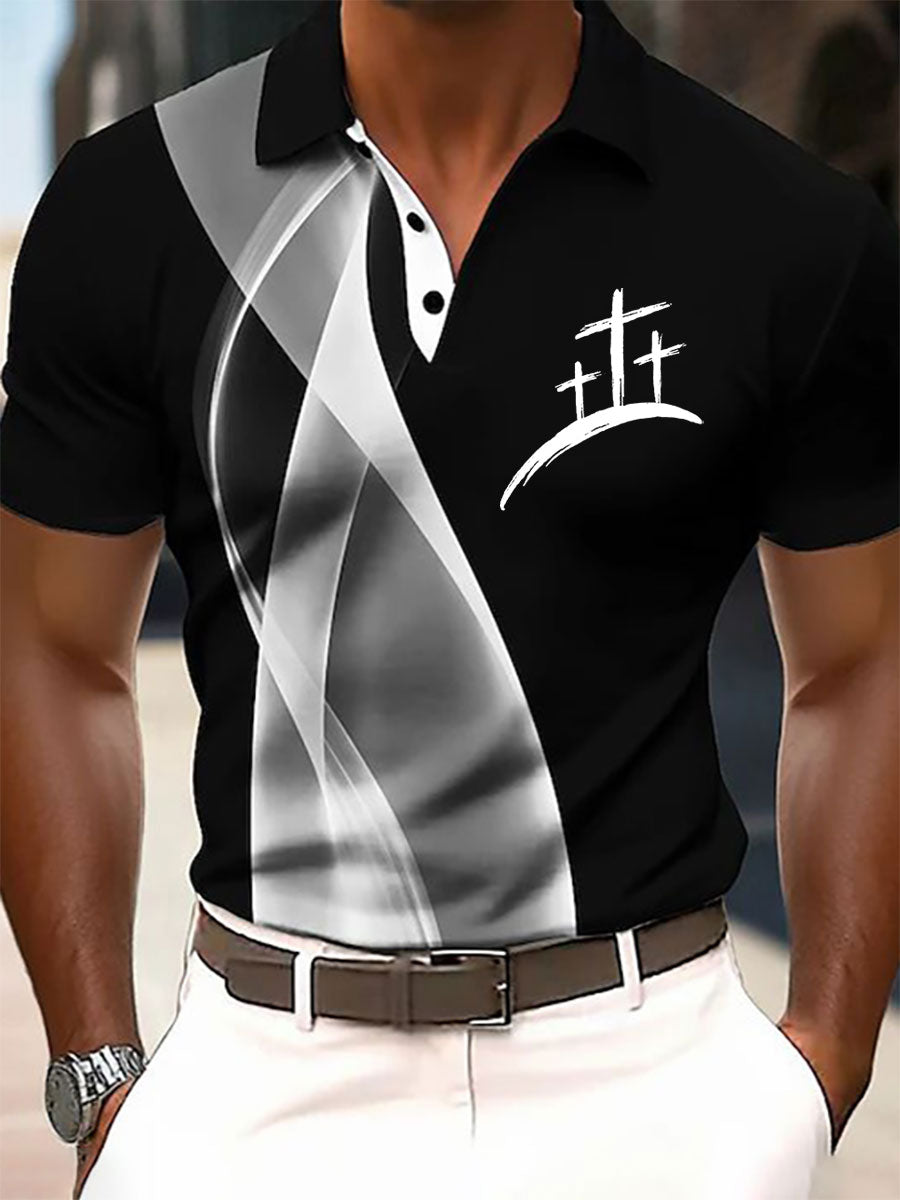 Pánske viera kríž tlačené príležitostné tlačidlo tričko