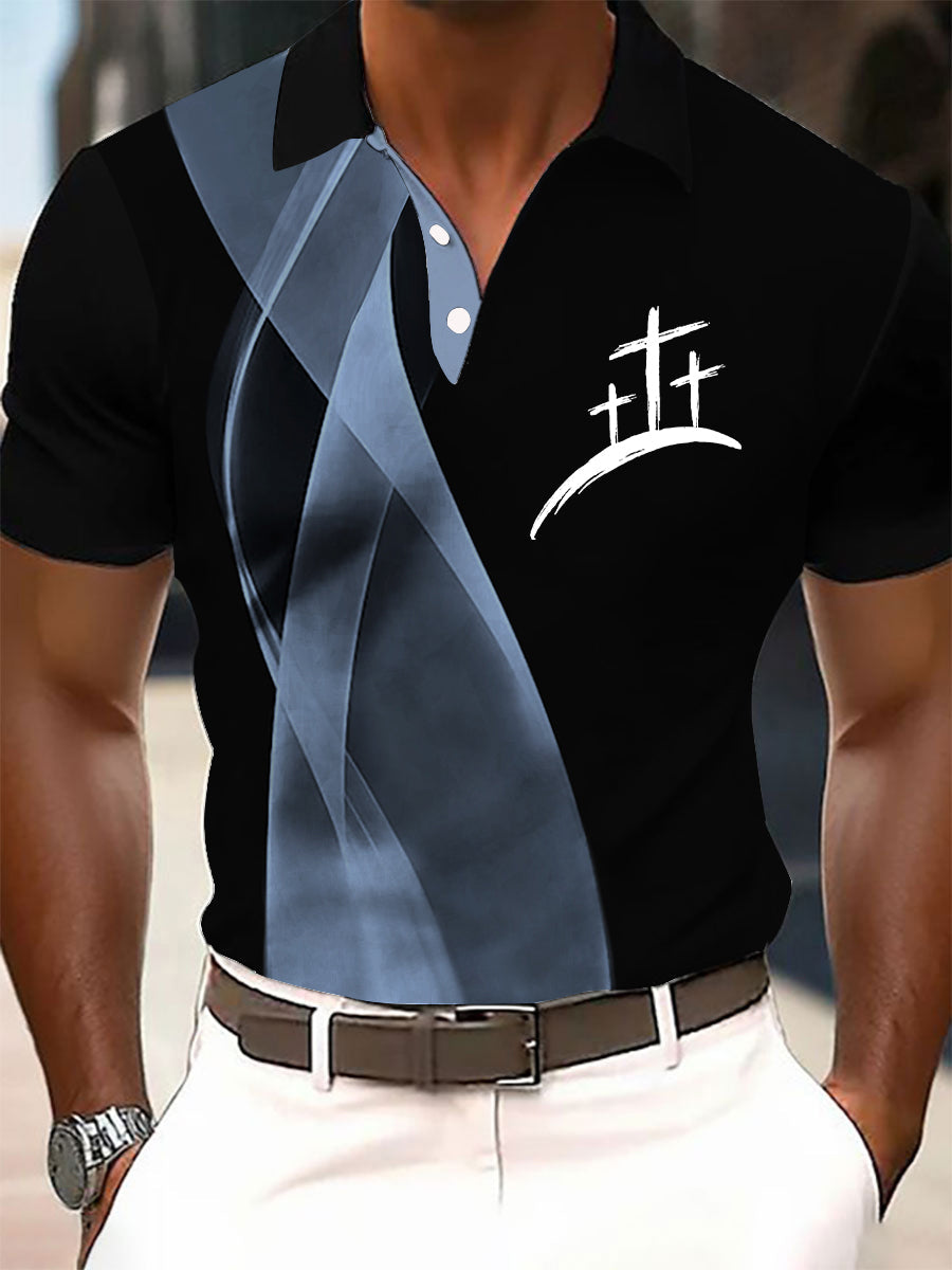 Pánske viera kríž tlačené príležitostné tlačidlo tričko