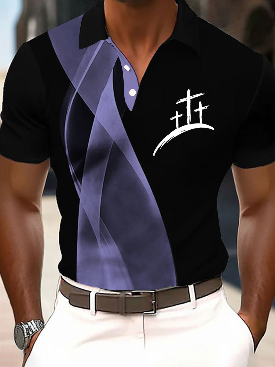 Pánske viera kríž tlačené príležitostné tlačidlo tričko