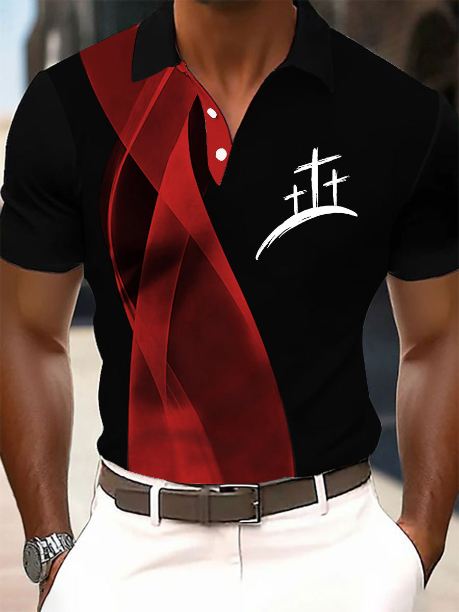 Pánske viera kríž tlačené príležitostné tlačidlo tričko