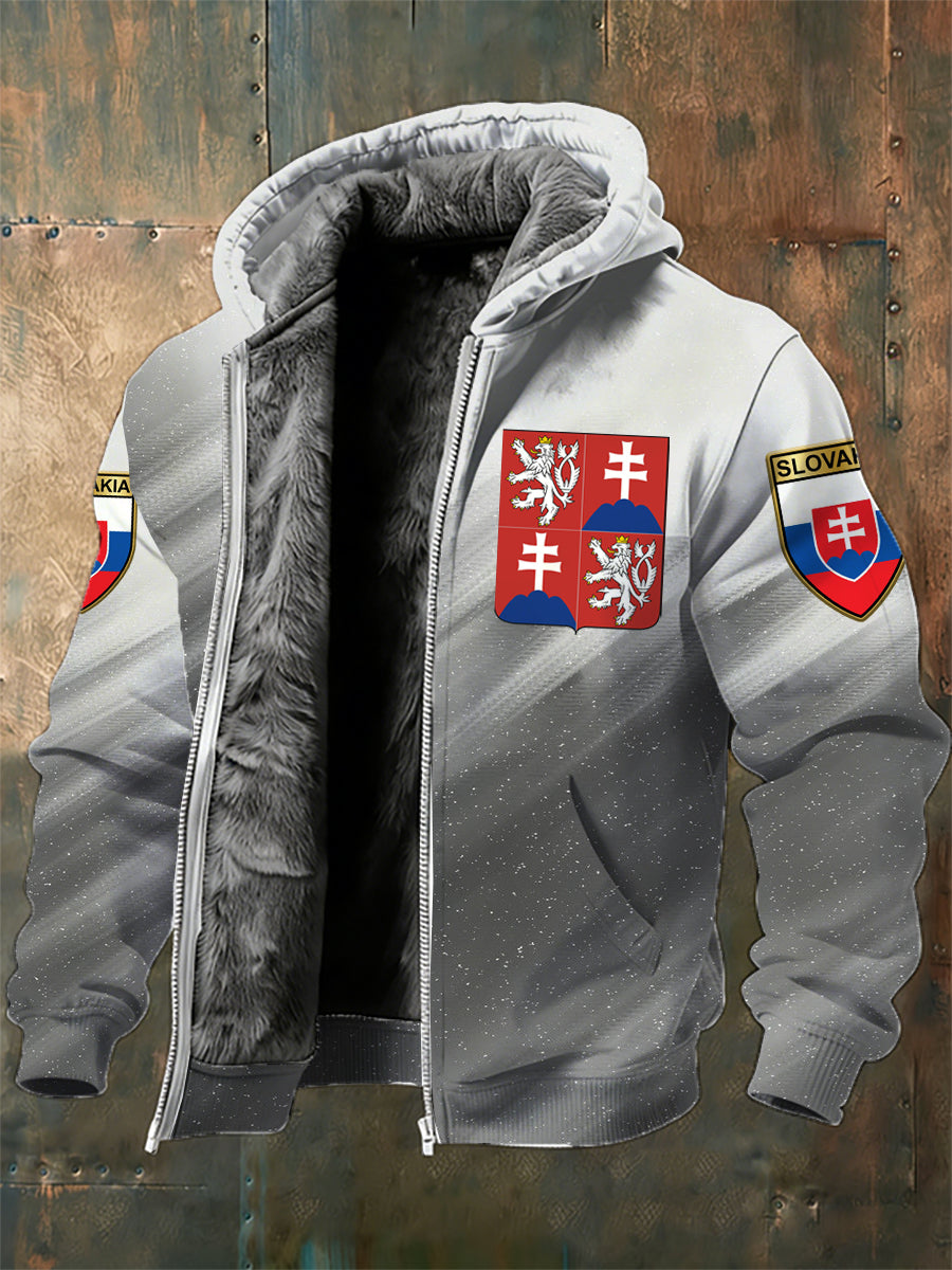 Pánska flísová bunda s potlačou v slovenskom štýle