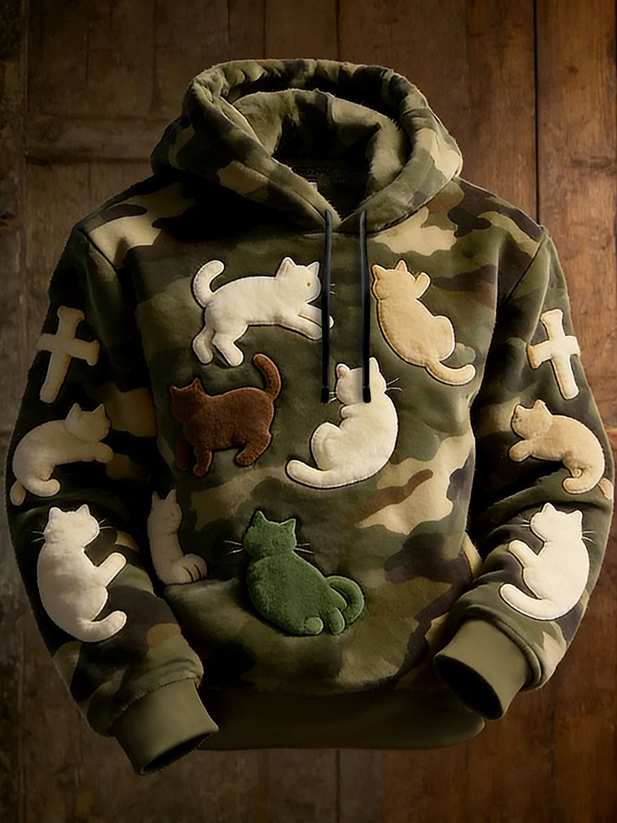 Pánska zábavná maskovaná mačka mikina