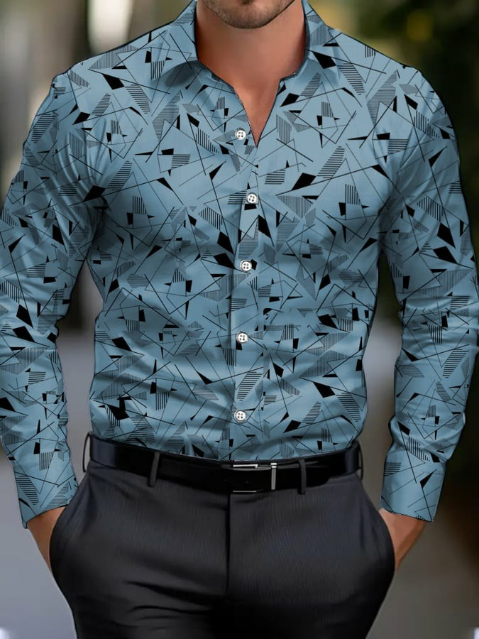 Pánske obchodné štýl geometrické tlačené tričko