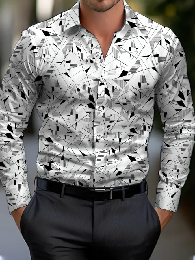 Pánske obchodné štýl geometrické tlačené tričko
