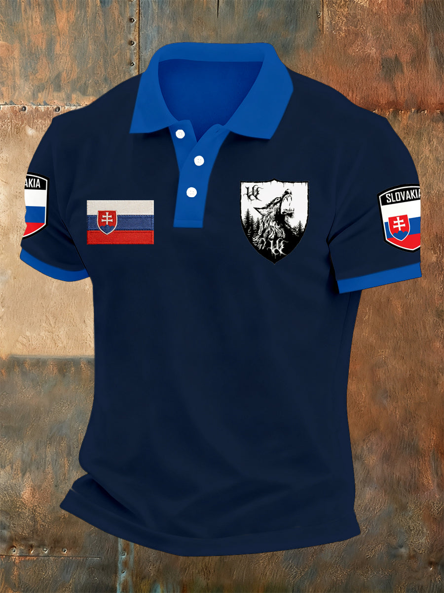 Pánske slovenské-štýl tlačené pólo