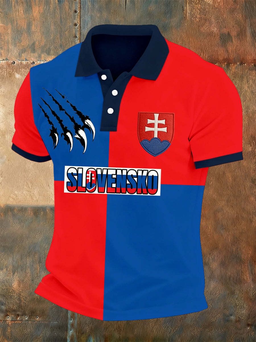 Pánske slovenské-štýl tlačené pólo