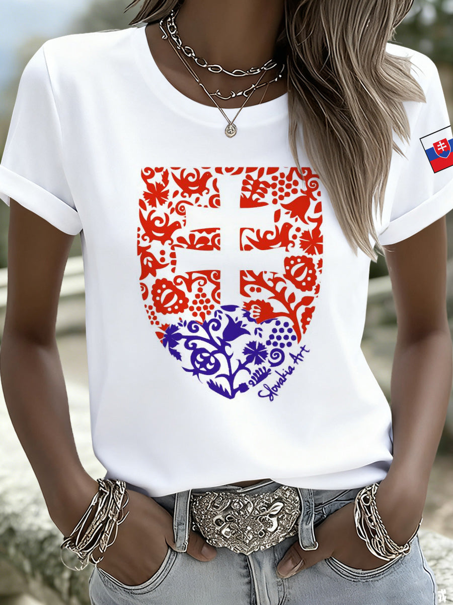 Dámske slovenské vlajky tlače tričko
