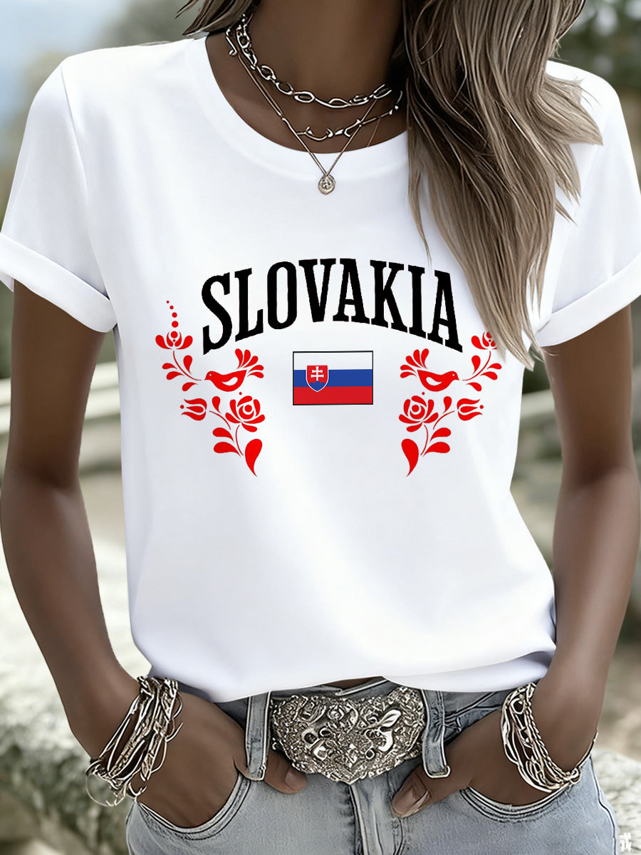 Dámske slovenské vlajky tlače tričko