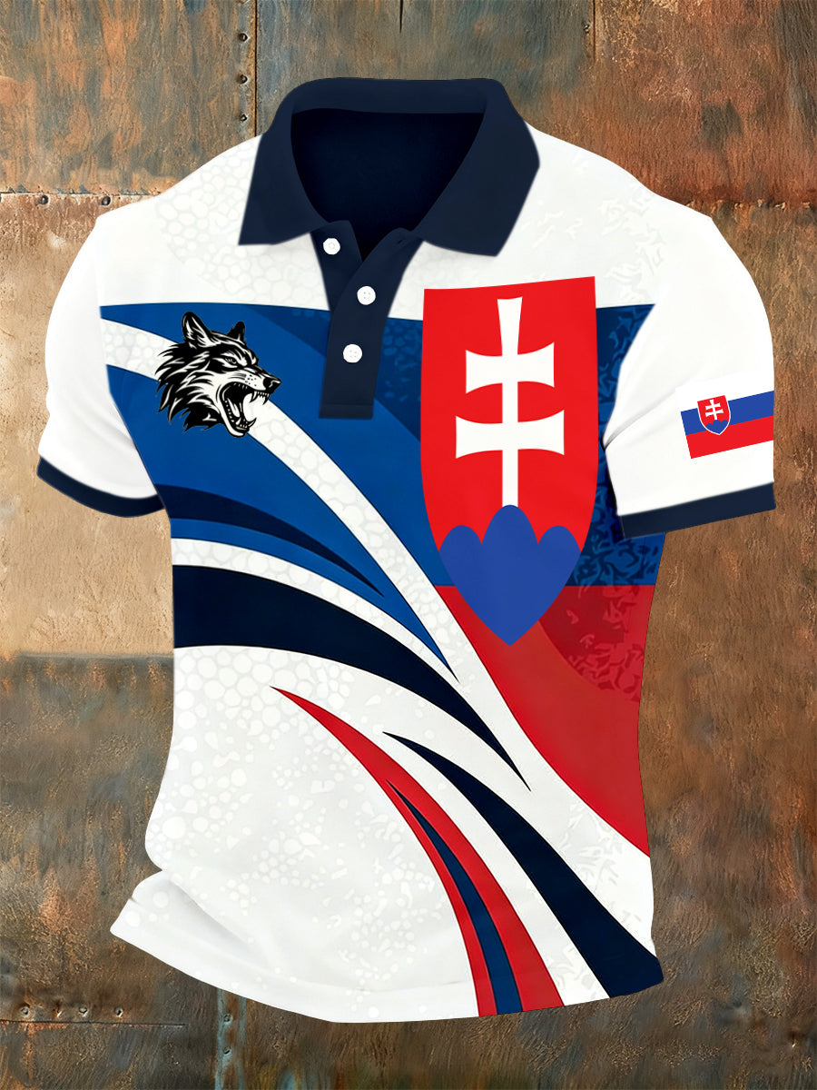 Pánske slovenské-štýl tlačené pólo