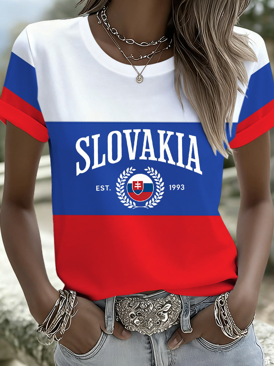 Dámske slovenské vlajky tlače tričko