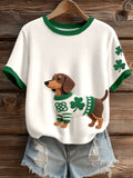 Women's st. patrick's day inšpiroval dachshund vzor pletené top